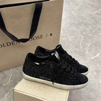 Golden Goose Super-Star Sneakers in All Black Suede and Strass 2024 1009 (13-241009053)