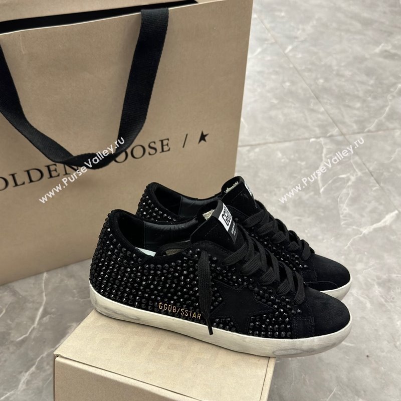 Golden Goose Super-Star Sneakers in All Black Suede and Strass 2024 1009 (13-241009053)