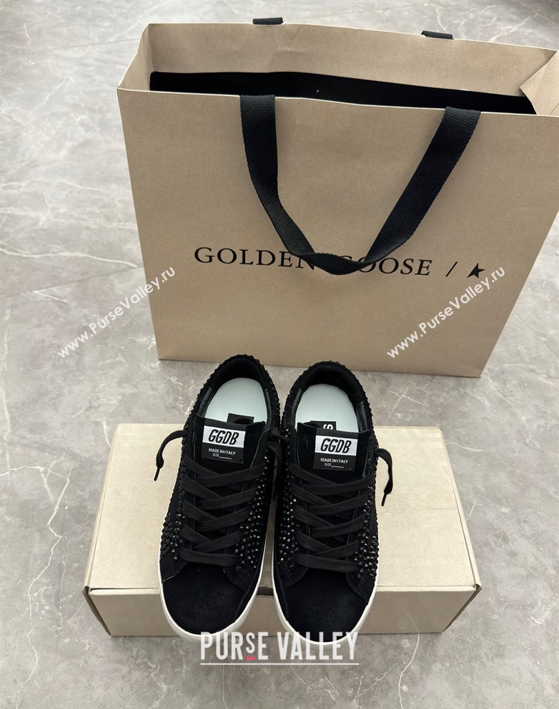 Golden Goose Super-Star Sneakers in All Black Suede and Strass 2024 1009 (13-241009053)