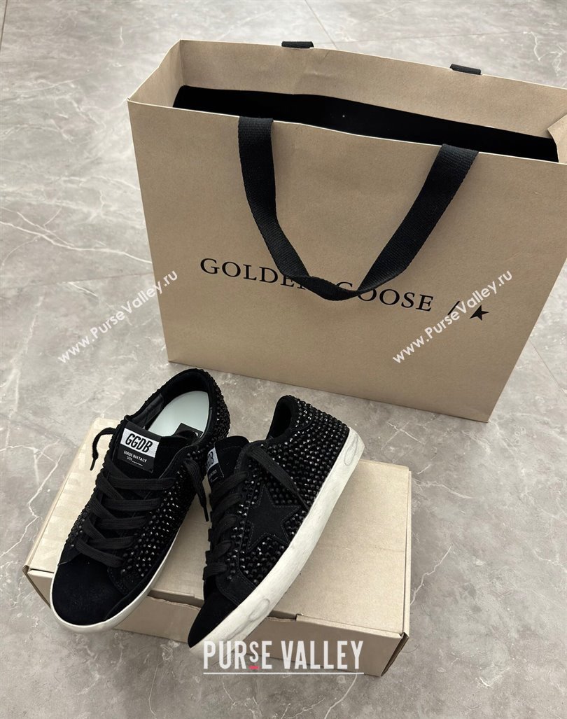 Golden Goose Super-Star Sneakers in All Black Suede and Strass 2024 1009 (13-241009053)