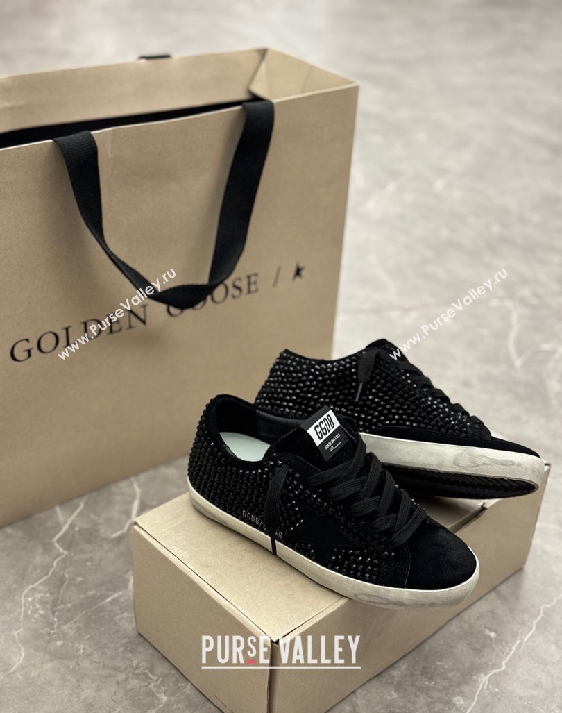 Golden Goose Super-Star Sneakers in All Black Suede and Strass 2024 1009 (13-241009053)