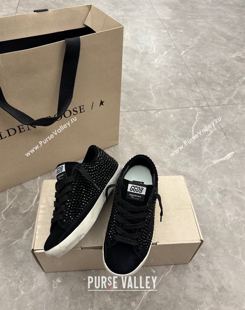 Golden Goose Super-Star Sneakers in All Black Suede and Strass 2024 1009 (13-241009053)