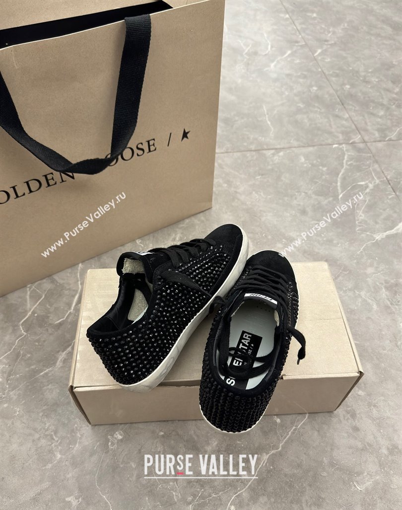 Golden Goose Super-Star Sneakers in All Black Suede and Strass 2024 1009 (13-241009053)