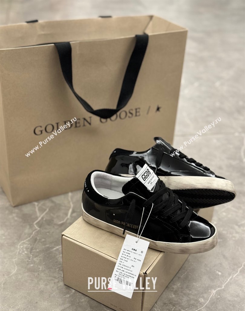 Golden Goose Super-Star Sneakers in Black Patent Leather and Suede 2024 1009 (13-241009055)