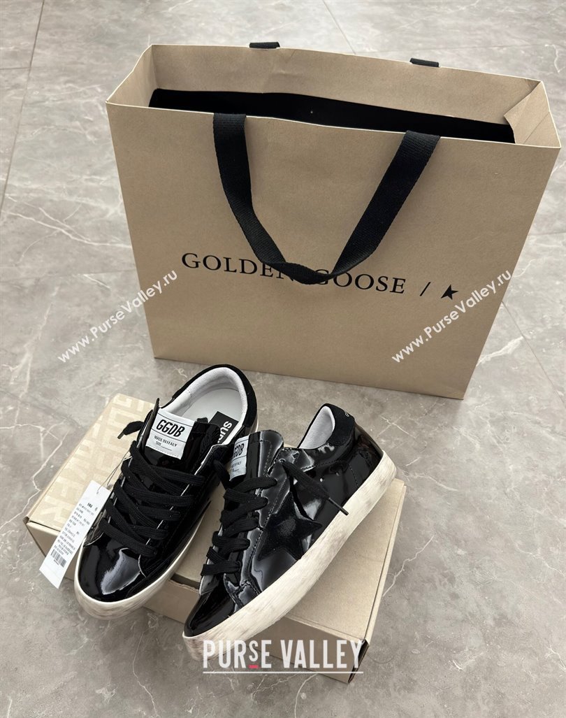 Golden Goose Super-Star Sneakers in Black Patent Leather and Suede 2024 1009 (13-241009055)