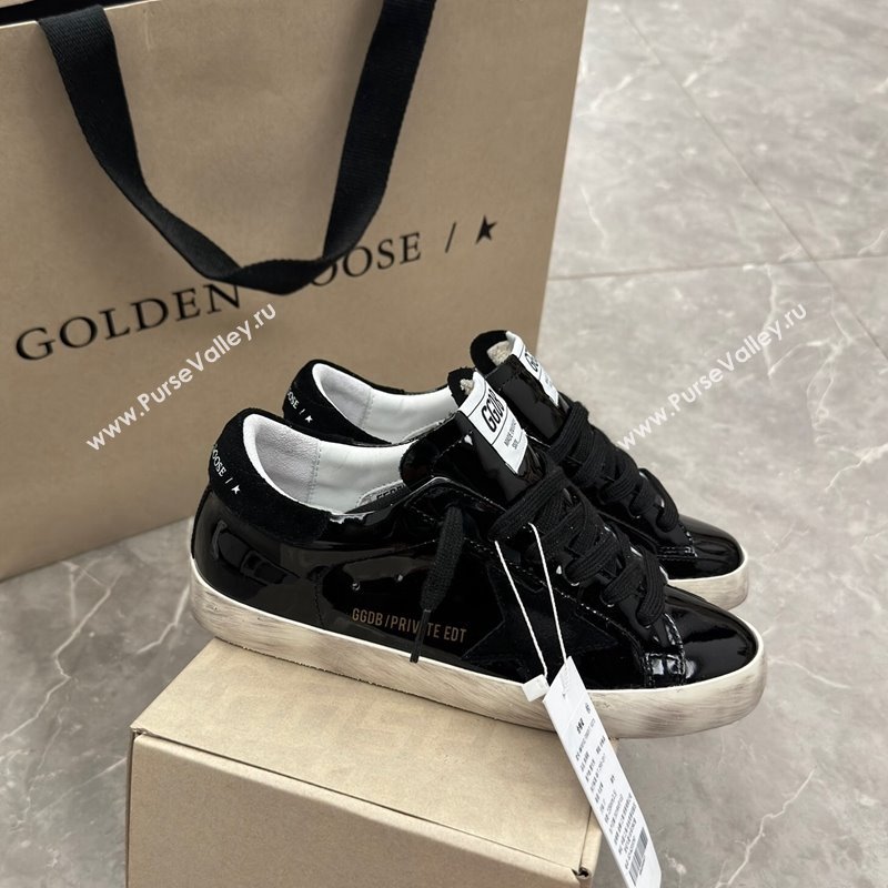 Golden Goose Super-Star Sneakers in Black Patent Leather and Suede 2024 1009 (13-241009055)