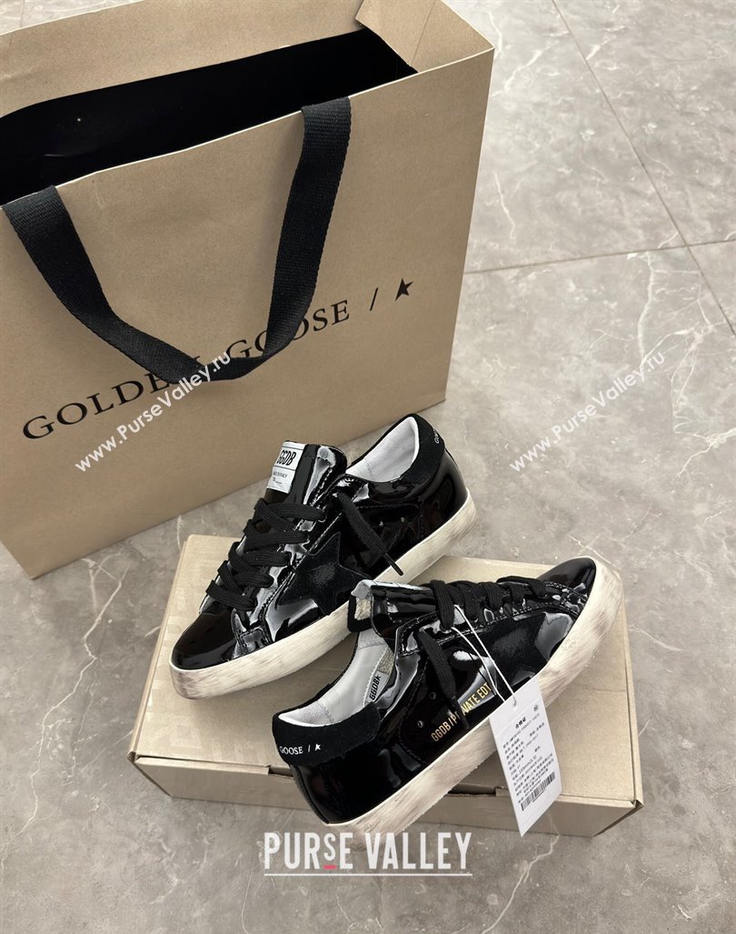 Golden Goose Super-Star Sneakers in Black Patent Leather and Suede 2024 1009 (13-241009055)