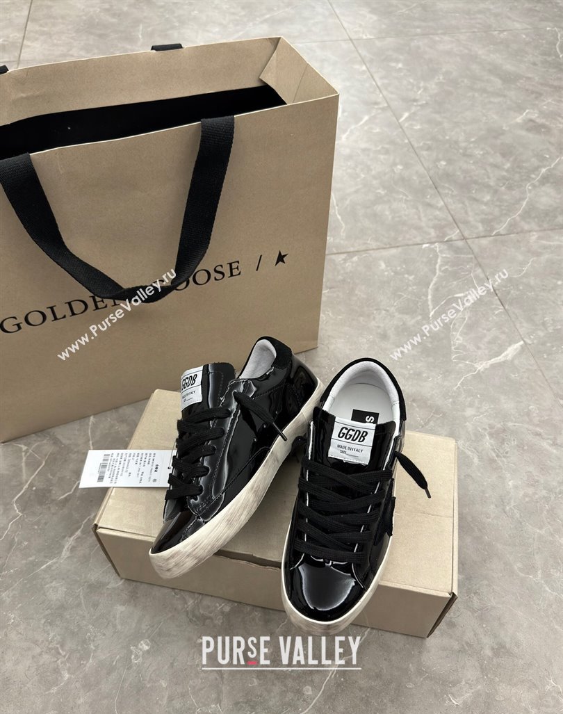 Golden Goose Super-Star Sneakers in Black Patent Leather and Suede 2024 1009 (13-241009055)