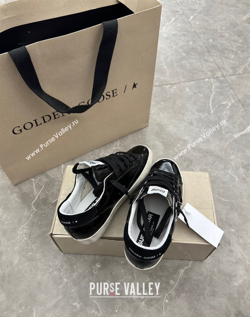 Golden Goose Super-Star Sneakers in Black Patent Leather and Suede 2024 1009 (13-241009055)