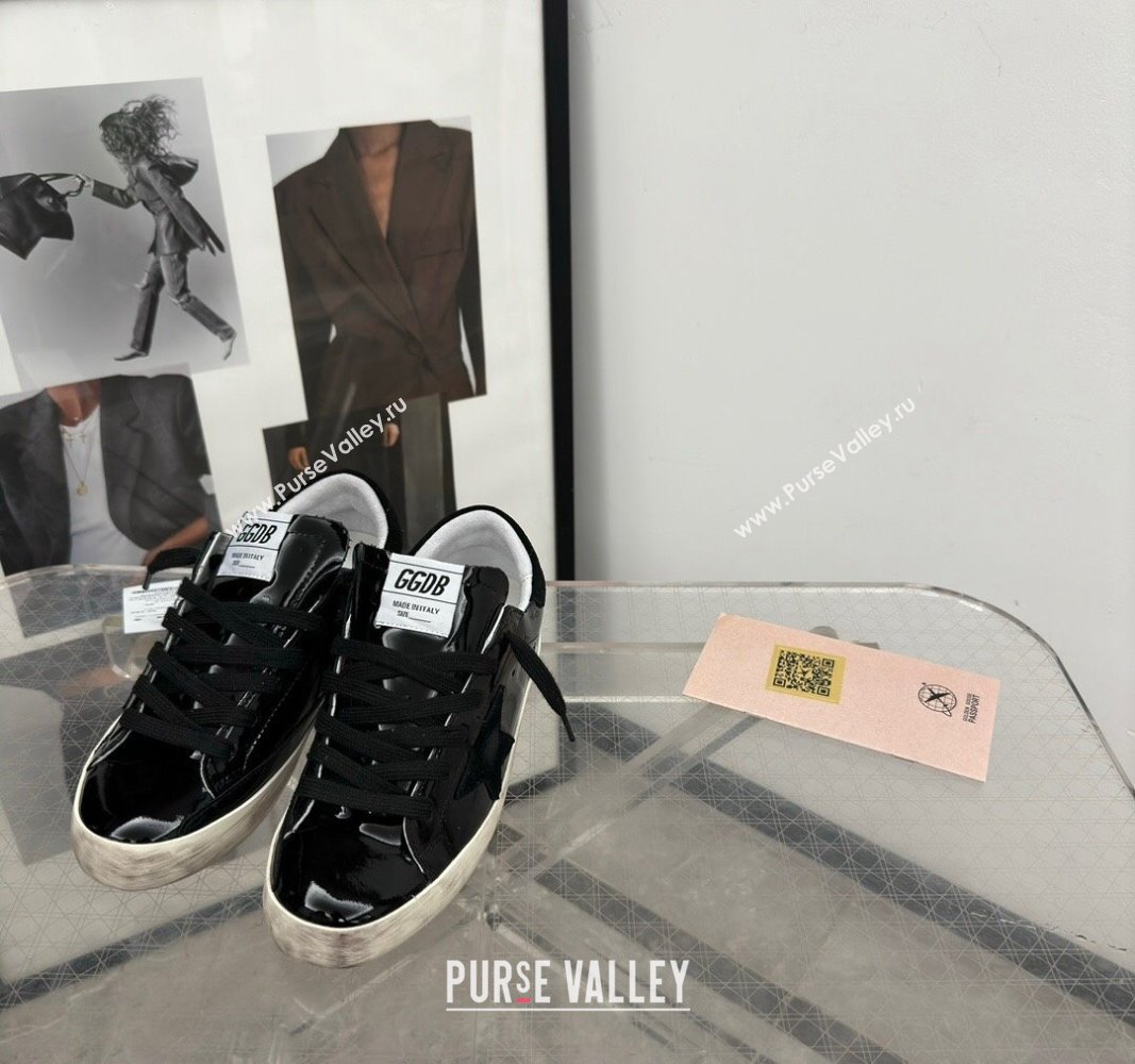 Golden Goose Super-Star Sneakers in Black Patent Leather and Suede 2024 1009 (13-241009055)