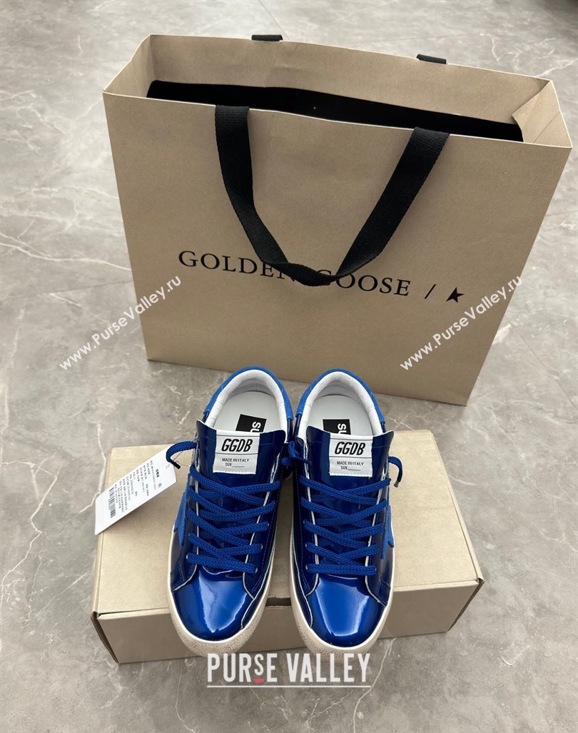 Golden Goose Super-Star Sneakers in Blue Patent Leather and Suede 2024 1009 (13-241009056)