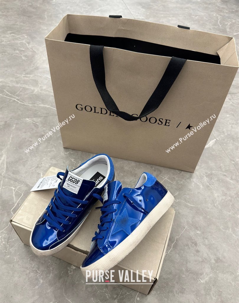 Golden Goose Super-Star Sneakers in Blue Patent Leather and Suede 2024 1009 (13-241009056)