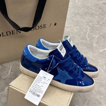 Golden Goose Super-Star Sneakers in Blue Patent Leather and Suede 2024 1009 (13-241009056)