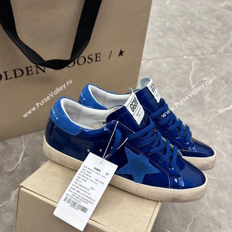 Golden Goose Super-Star Sneakers in Blue Patent Leather and Suede 2024 1009 (13-241009056)