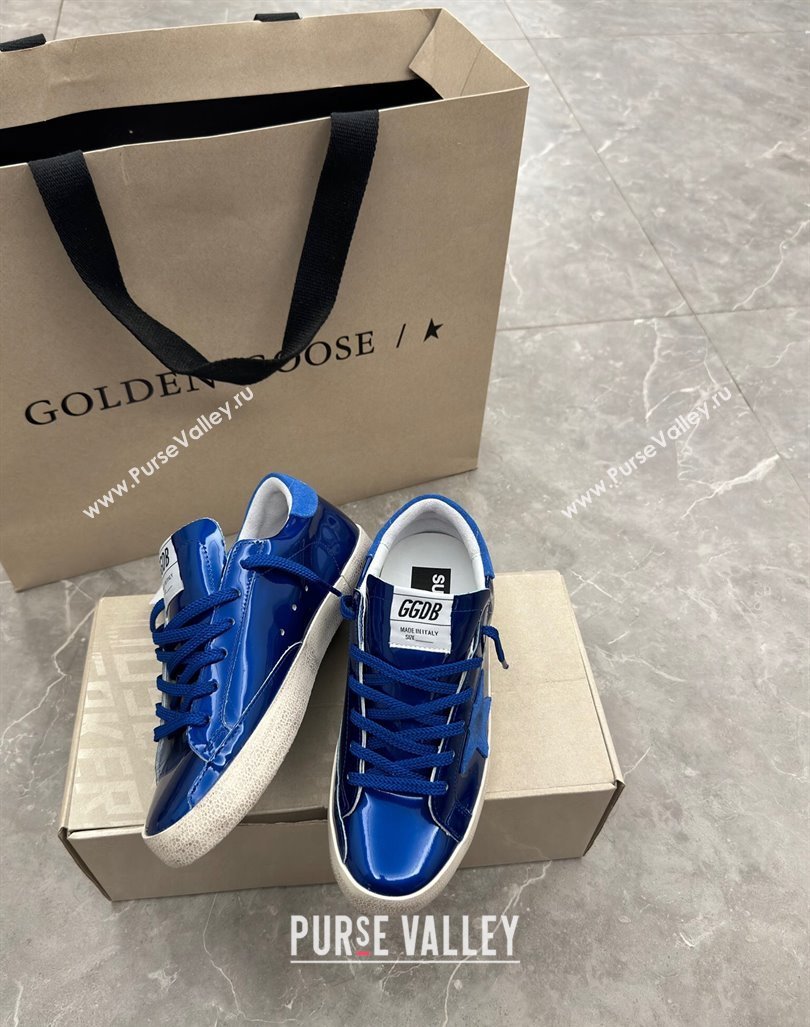 Golden Goose Super-Star Sneakers in Blue Patent Leather and Suede 2024 1009 (13-241009056)