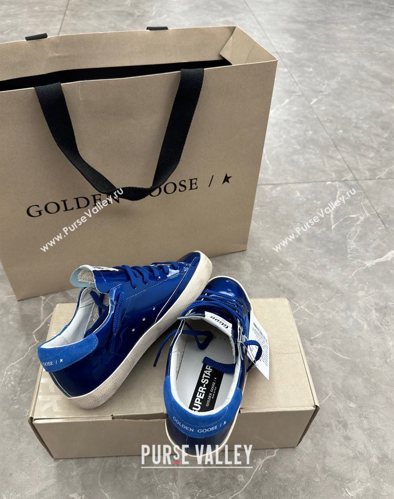 Golden Goose Super-Star Sneakers in Blue Patent Leather and Suede 2024 1009 (13-241009056)