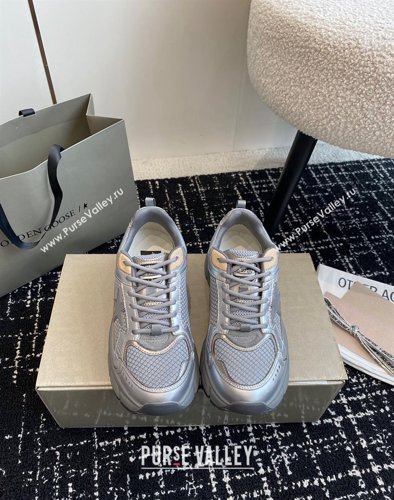 Golden Goose Lightstar Sneakers with silver leather and mesh upper and silver star 2024 (SS-241009068)