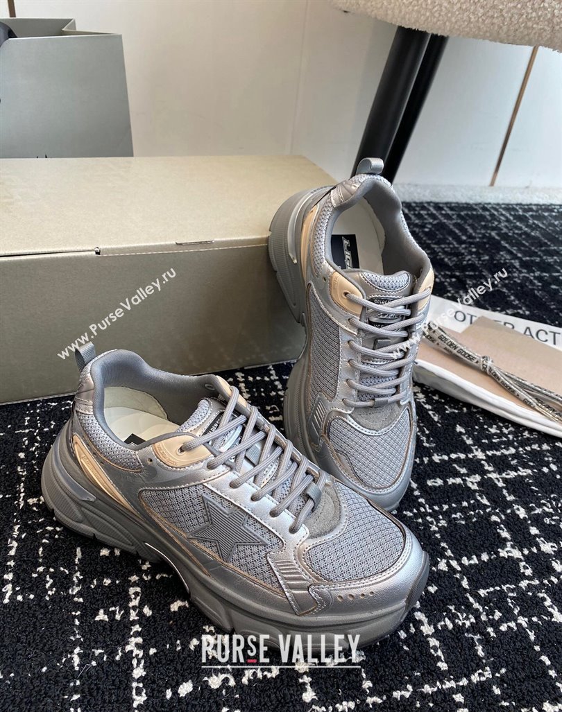 Golden Goose Lightstar Sneakers with silver leather and mesh upper and silver star 2024 (SS-241009068)