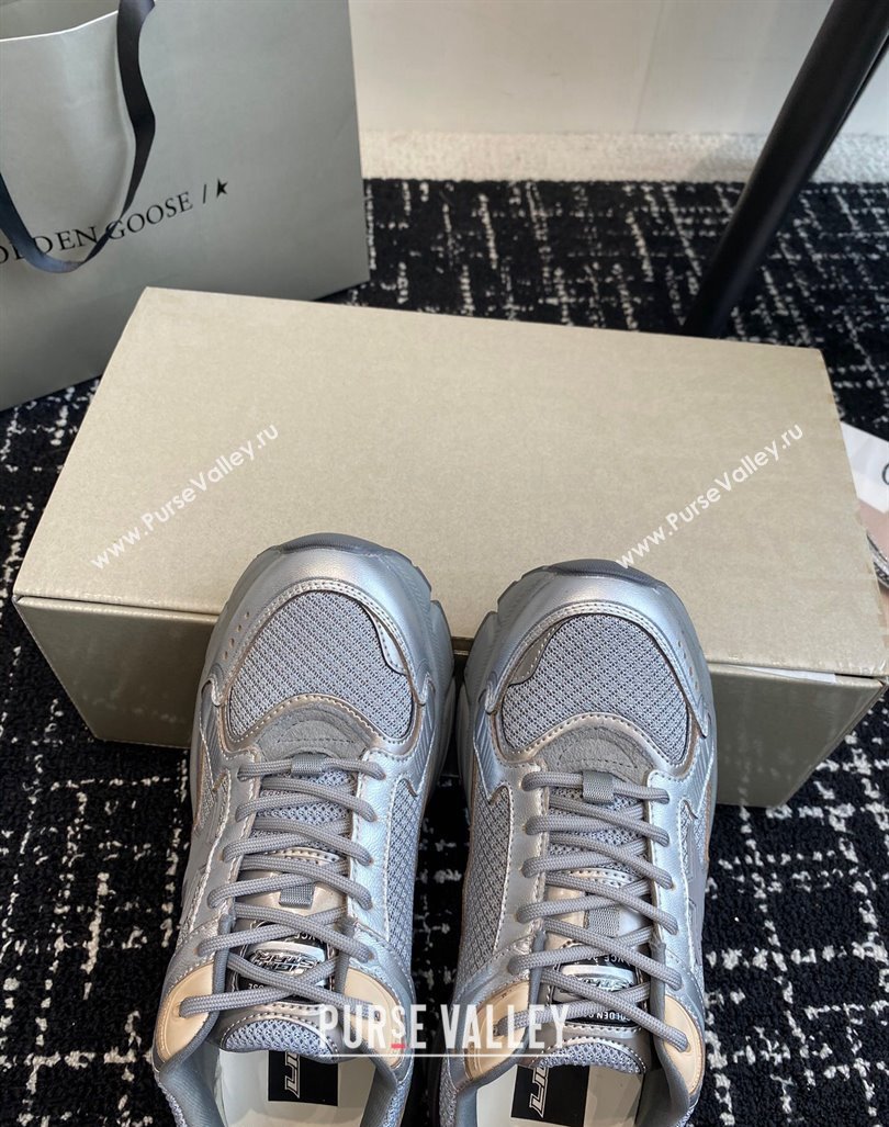 Golden Goose Lightstar Sneakers with silver leather and mesh upper and silver star 2024 (SS-241009068)