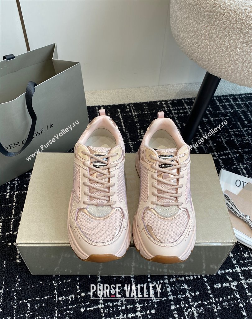 Golden Goose Women Lightstar Sneakers with pink leather and mesh upper and pink star 2024 (SS-241009069)