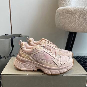 Golden Goose Women Lightstar Sneakers with pink leather and mesh upper and pink star 2024 (SS-241009069)