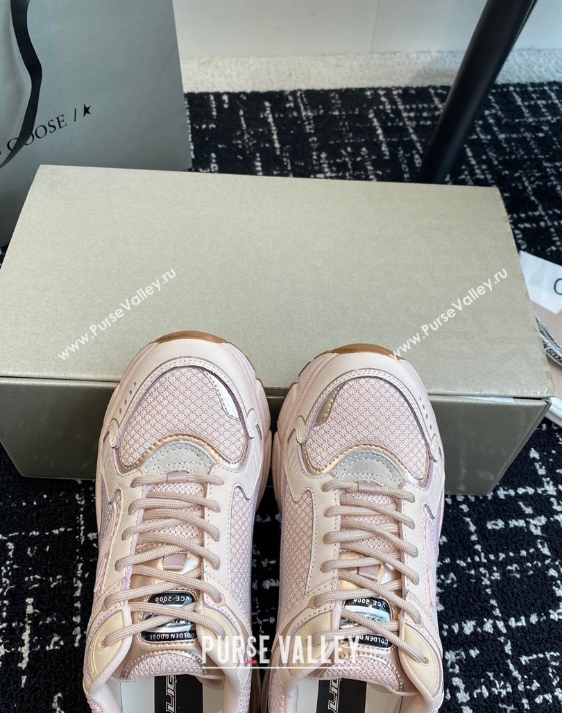 Golden Goose Women Lightstar Sneakers with pink leather and mesh upper and pink star 2024 (SS-241009069)