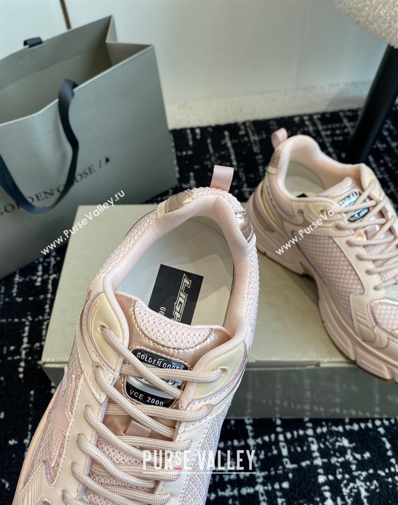 Golden Goose Women Lightstar Sneakers with pink leather and mesh upper and pink star 2024 (SS-241009069)