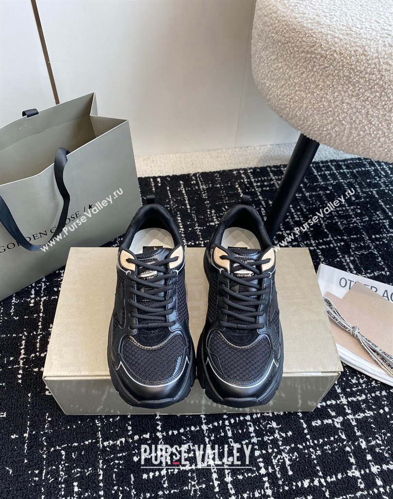 Golden Goose Lightstar Sneakers with black leather and mesh upper and black star 2024 (SS-241009070)