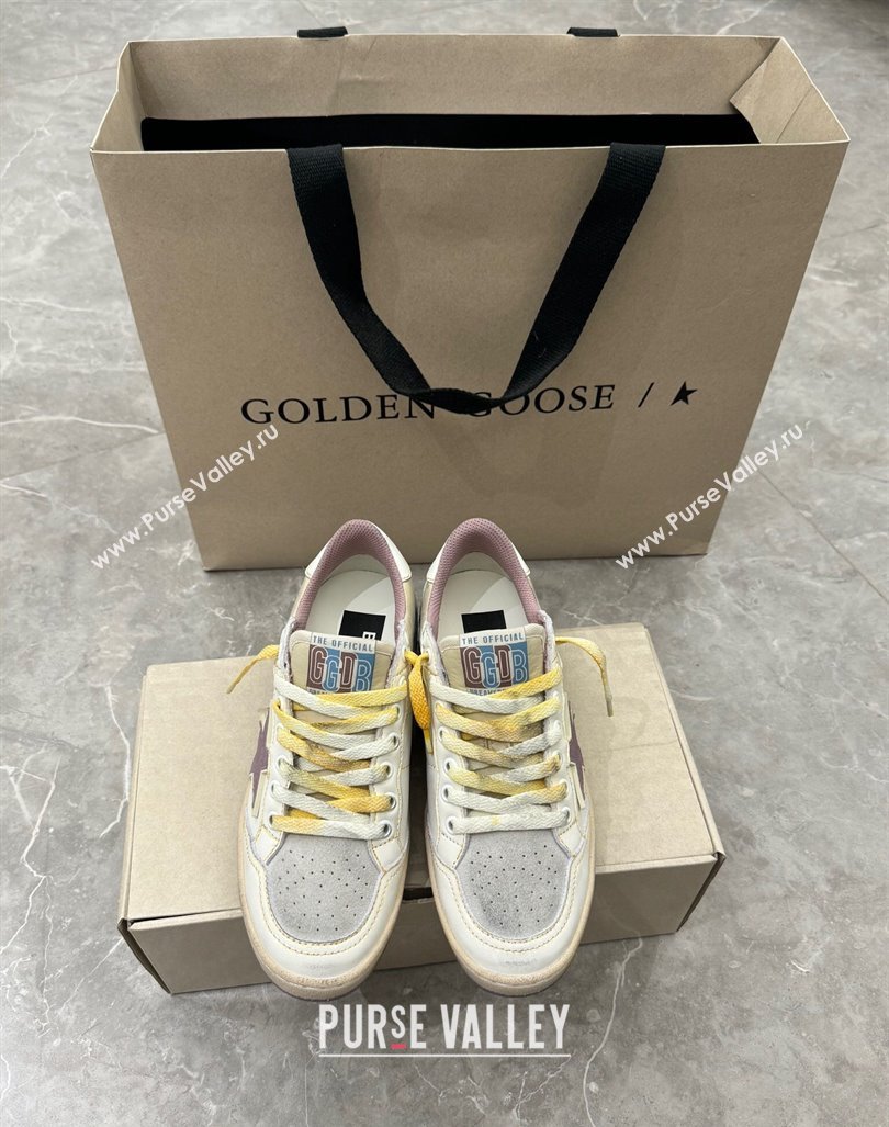 Golden Goose Ball Star Sneakers in nappa leather with mauve purple star and leather heel tab 2024 (13-241009058)