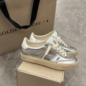 Golden Goose Soul Star Sneakers in Silver leather with white heel 2024 1009 (13-241009065)