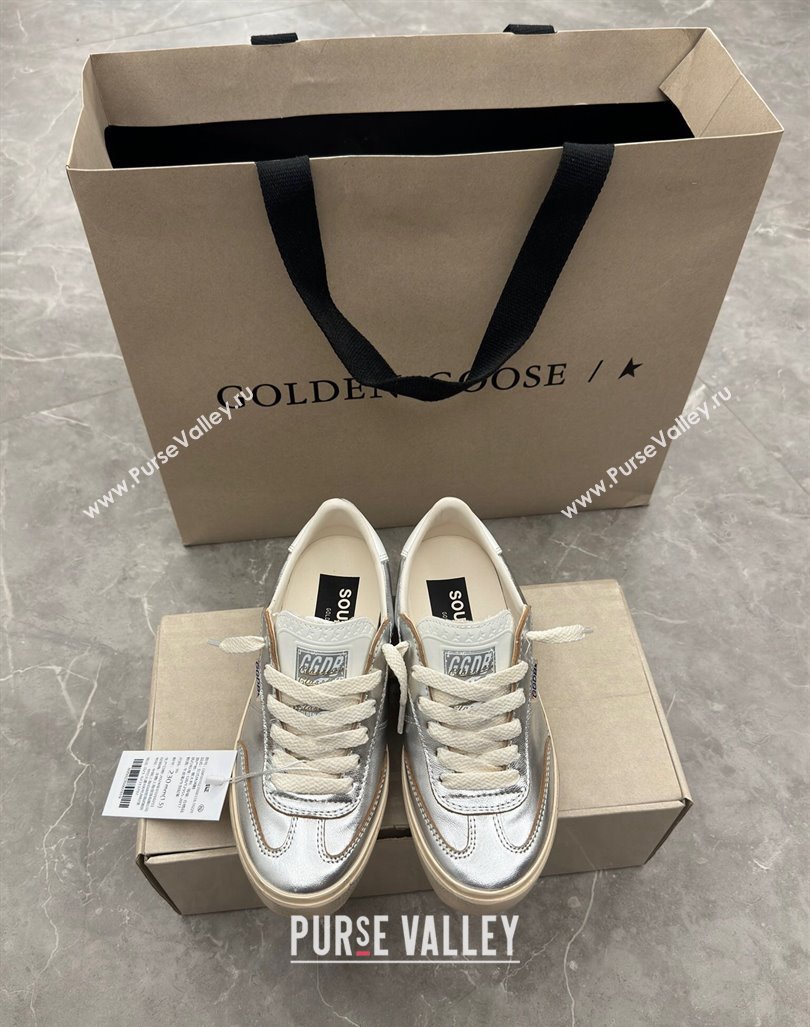 Golden Goose Soul Star Sneakers in Silver leather with white heel 2024 1009 (13-241009065)