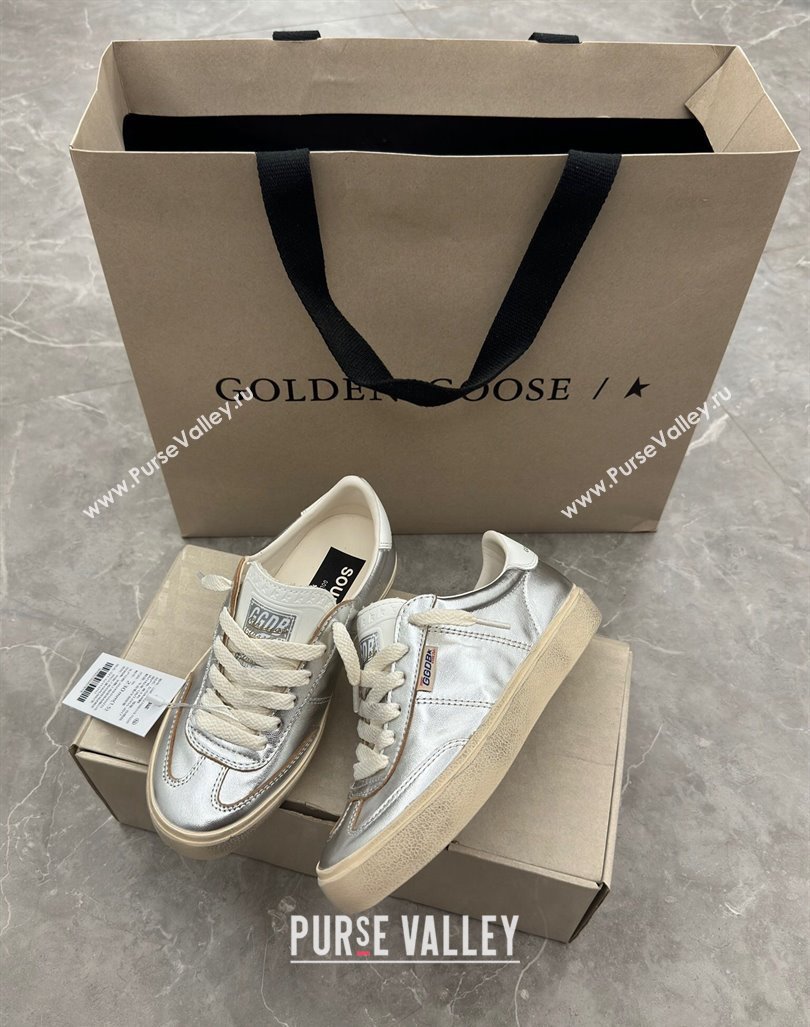 Golden Goose Soul Star Sneakers in Silver leather with white heel 2024 1009 (13-241009065)