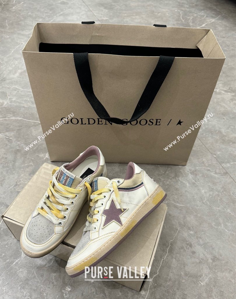 Golden Goose Ball Star Sneakers in nappa leather with mauve purple star and leather heel tab 2024 (13-241009058)