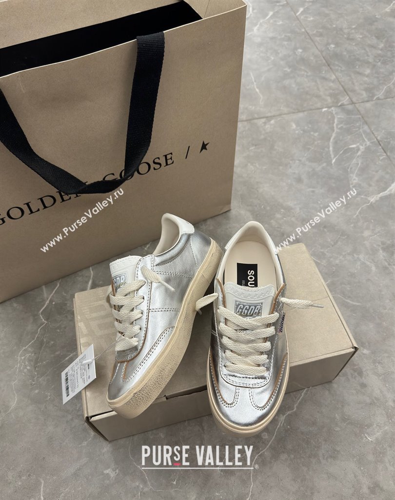 Golden Goose Soul Star Sneakers in Silver leather with white heel 2024 1009 (13-241009065)