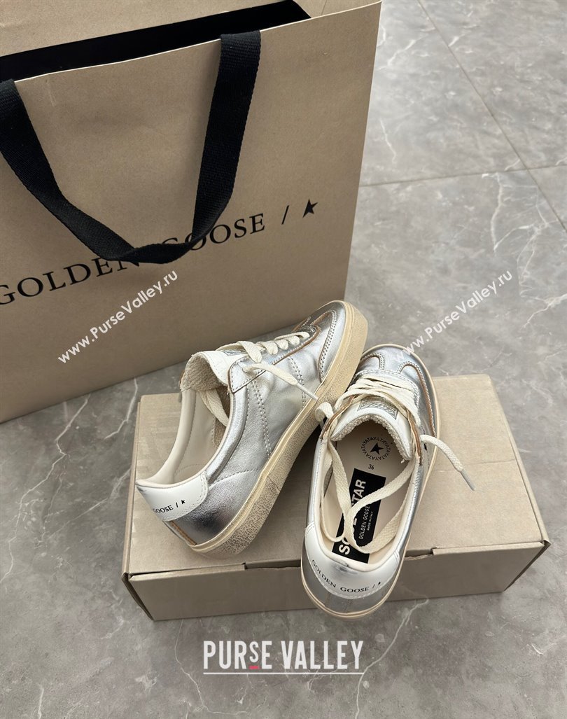 Golden Goose Soul Star Sneakers in Silver leather with white heel 2024 1009 (13-241009065)