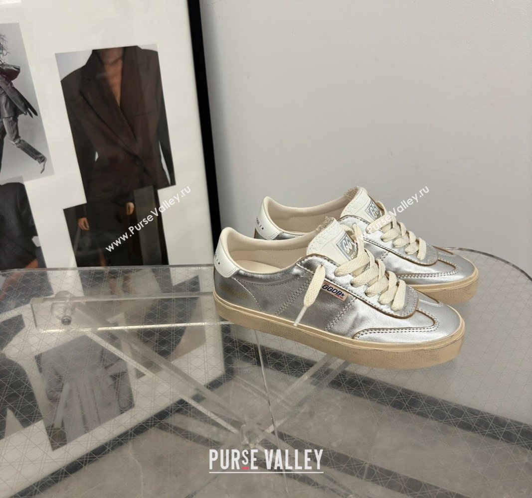 Golden Goose Soul Star Sneakers in Silver leather with white heel 2024 1009 (13-241009065)