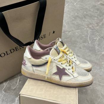 Golden Goose Ball Star Sneakers in nappa leather with mauve purple star and leather heel tab 2024 (13-241009058)