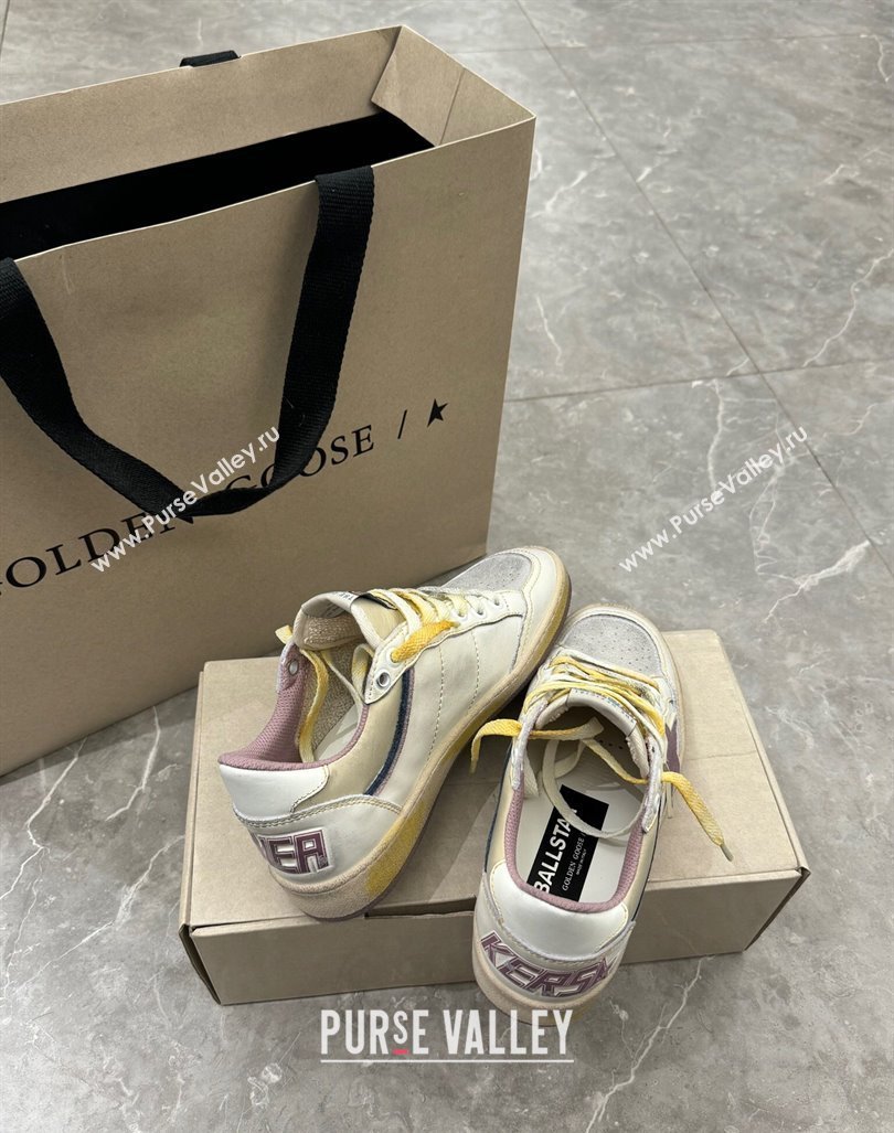 Golden Goose Ball Star Sneakers in nappa leather with mauve purple star and leather heel tab 2024 (13-241009058)