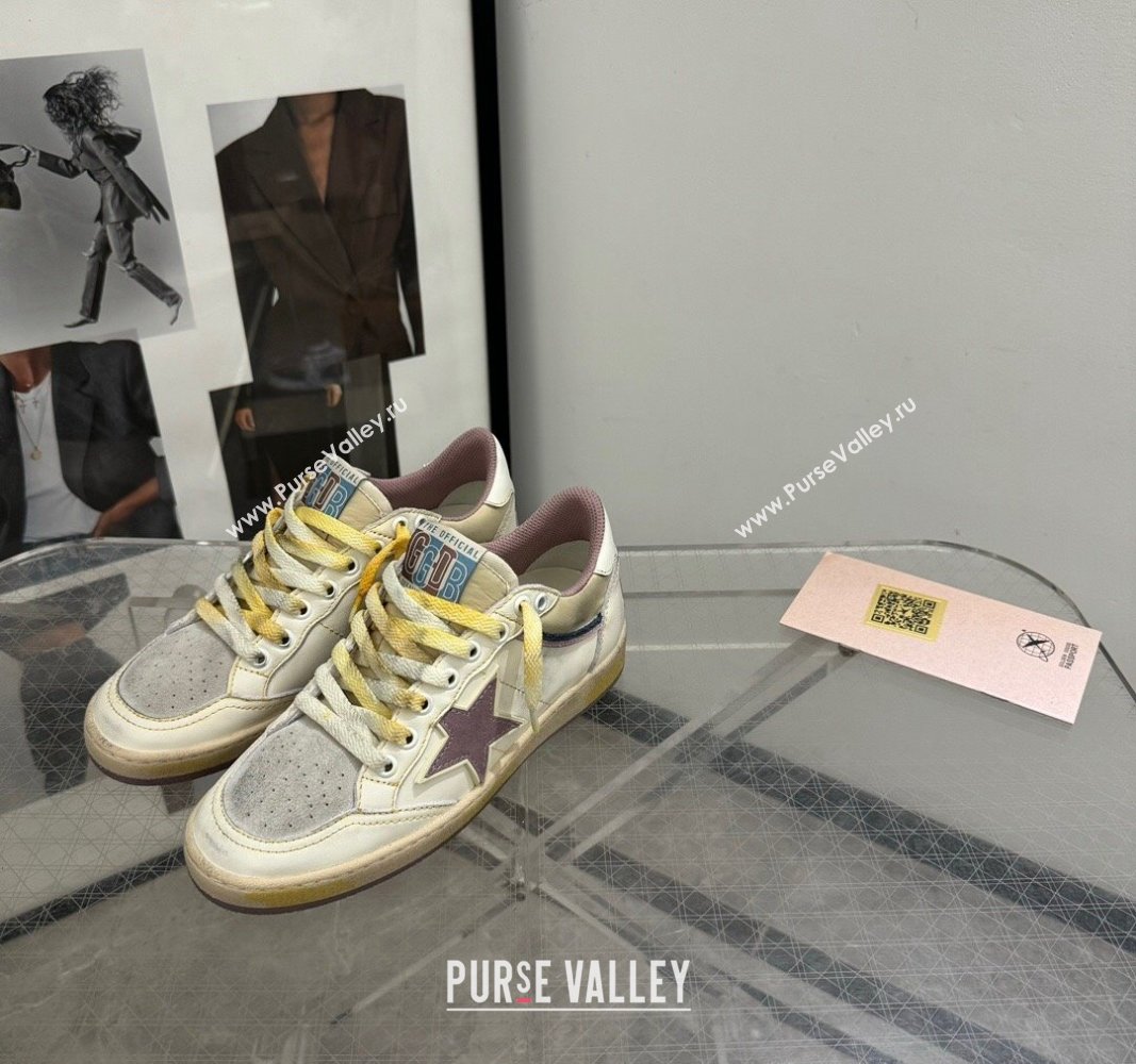 Golden Goose Ball Star Sneakers in nappa leather with mauve purple star and leather heel tab 2024 (13-241009058)