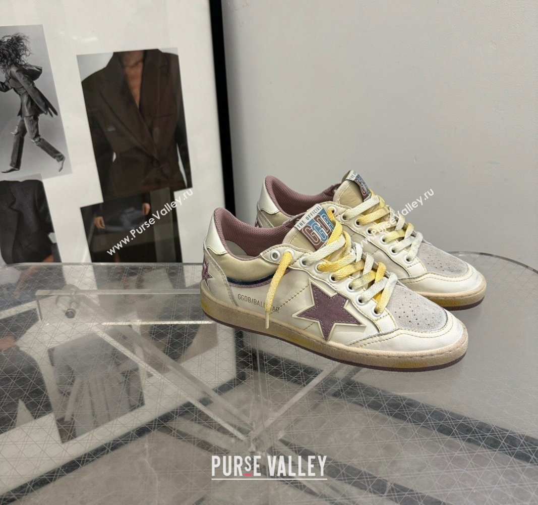 Golden Goose Ball Star Sneakers in nappa leather with mauve purple star and leather heel tab 2024 (13-241009058)