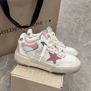 Golden Goose Forty2 with pink star and pink leather heel tab White/Pink 2024 1224 (13-241224012)