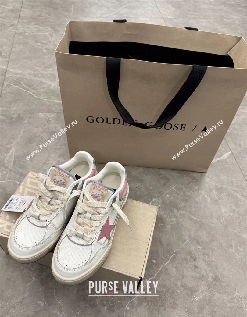 Golden Goose Forty2 with pink star and pink leather heel tab White/Pink 2024 1224 (13-241224012)