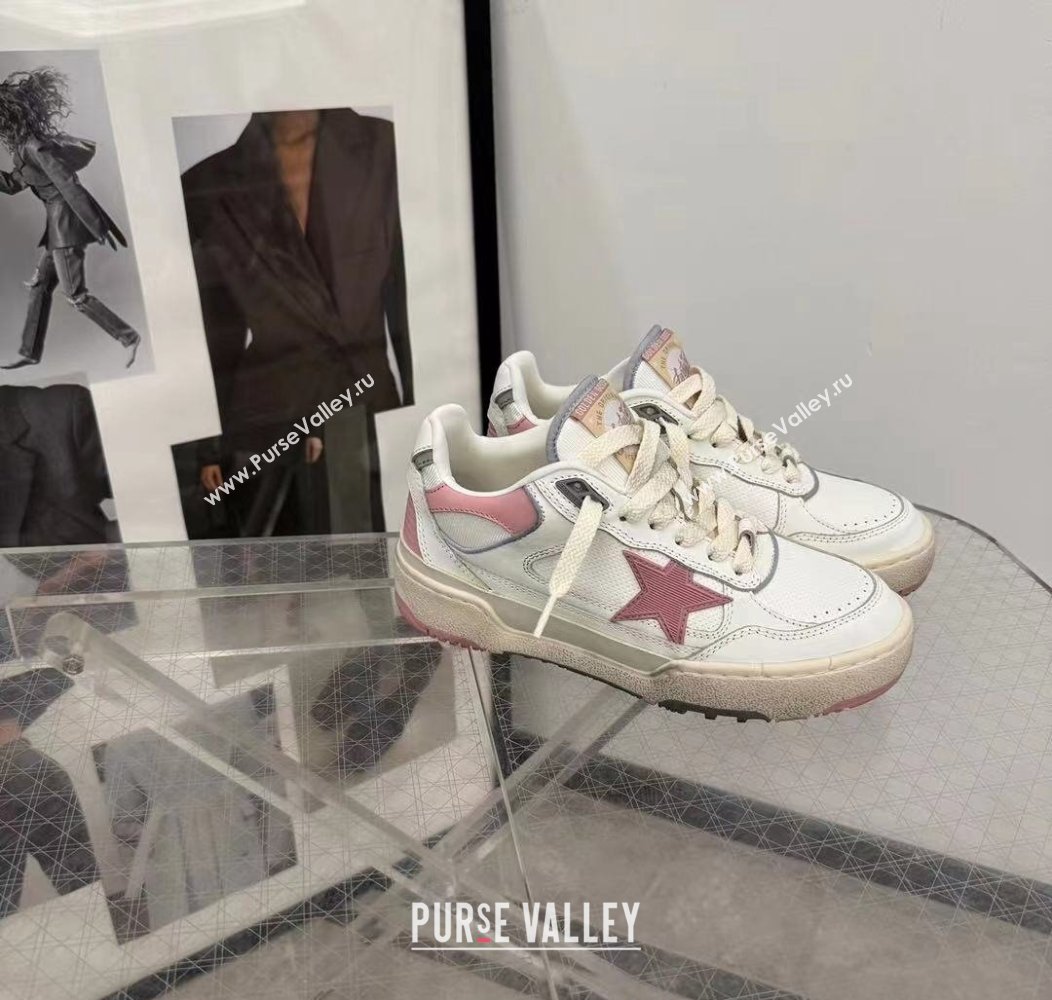 Golden Goose Forty2 with pink star and pink leather heel tab White/Pink 2024 1224 (13-241224012)