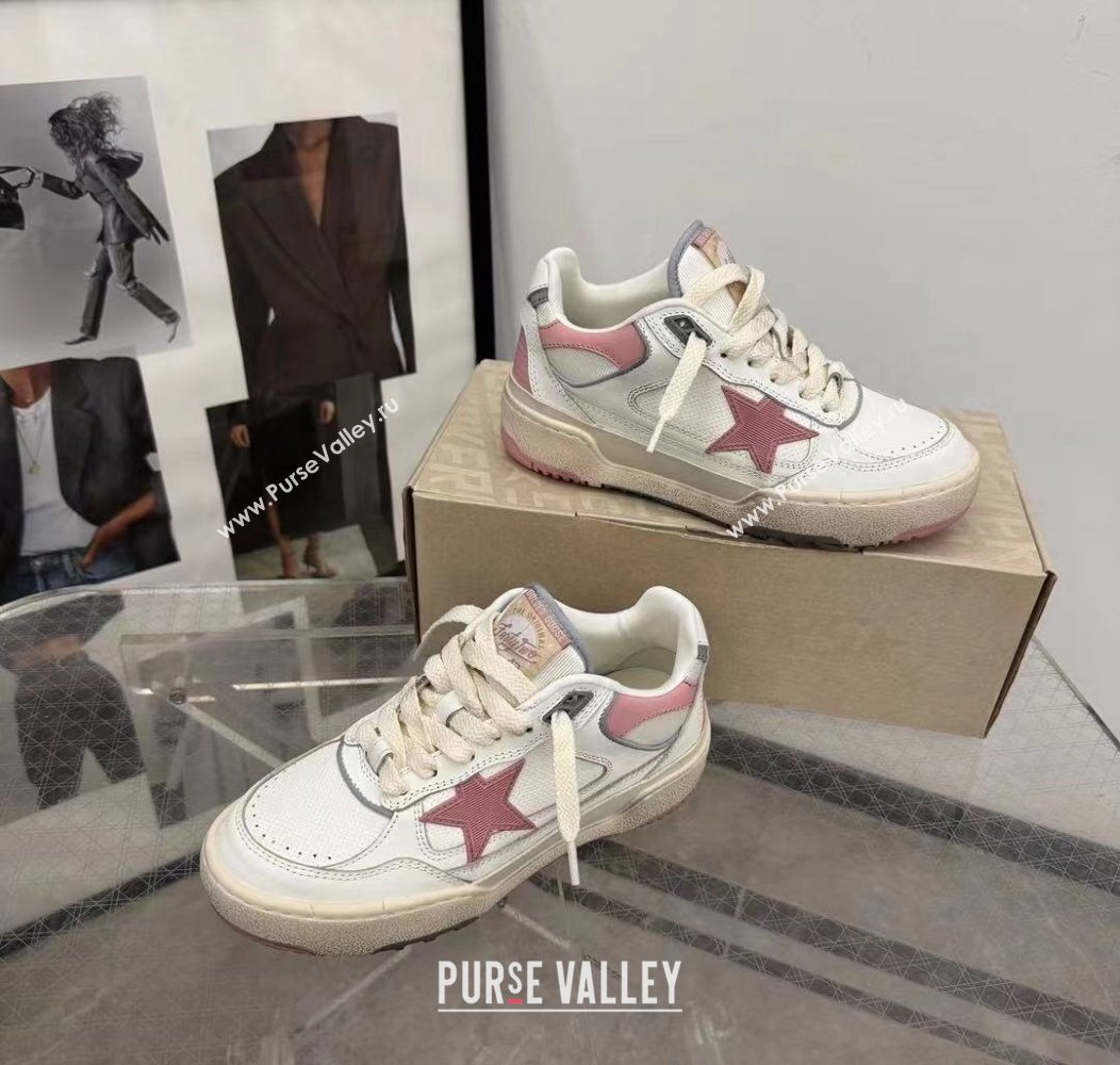 Golden Goose Forty2 with pink star and pink leather heel tab White/Pink 2024 1224 (13-241224012)