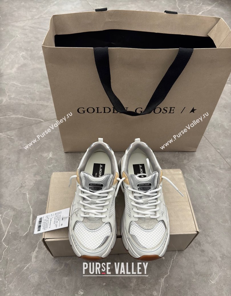 Golden Goose Women’s Lightstar in white leather and mesh with white star 2024 1224 (13-241224015)