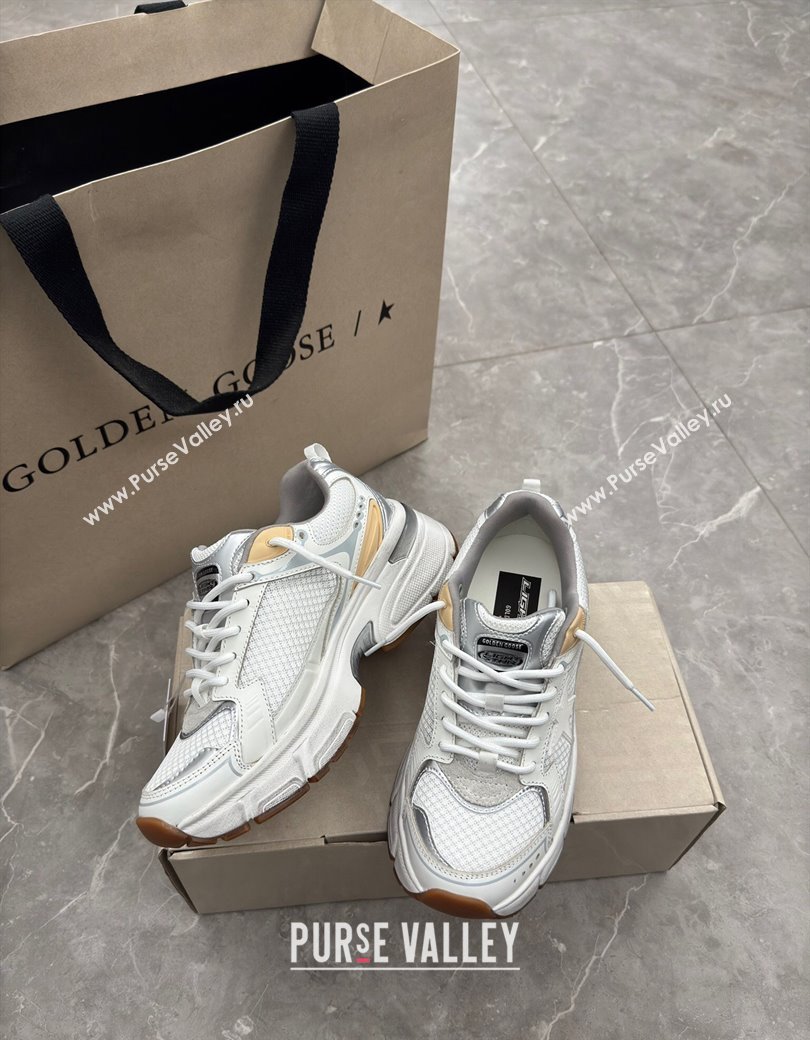 Golden Goose Women’s Lightstar in white leather and mesh with white star 2024 1224 (13-241224015)