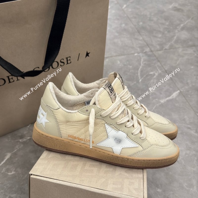 Golden Goose Ball Star Sneakers in beige fabric and leather with white star 2024 1224 (13-241224017)