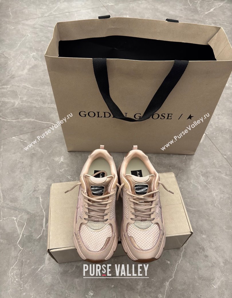 Golden Goose Women’s Lightstar with pink leather and mesh upper and pink star 2024 1224 (13-241224013)