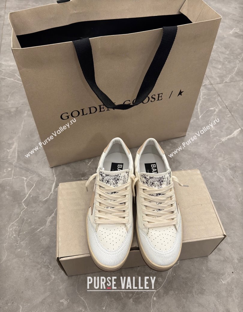 Golden Goose Ball Star Sneakers in cream white leather with apriot star and heel 2024 1224 (13-241224018)