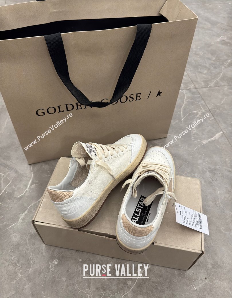 Golden Goose Ball Star Sneakers in cream white leather with apriot star and heel 2024 1224 (13-241224018)